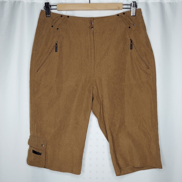 jamie sadock Pants - Jamie Sadock Vintage Cargo Shorts Womens 6 Brown Animal Faux Suede Zip Y2K